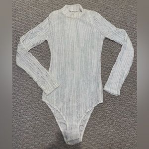 shimmer metallic silver bodysuit
